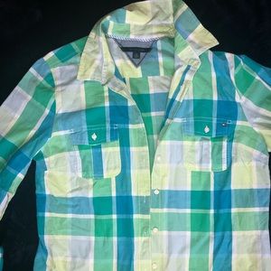 Tommy Hilfiger Top Woman Plaid Button Up Shirt